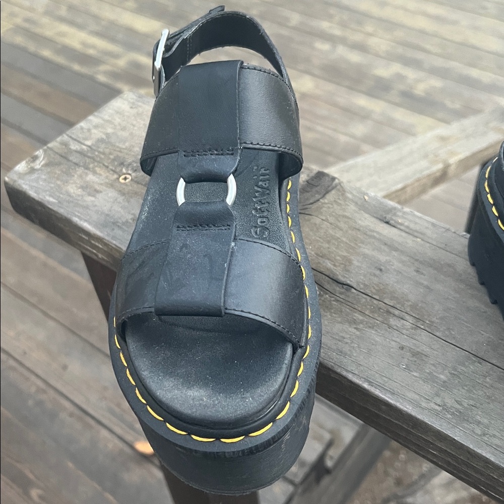 Dr. Martens Platform Sandals Francis Leather Strap Retro Women's 7. B & W - Picture 3 of 10